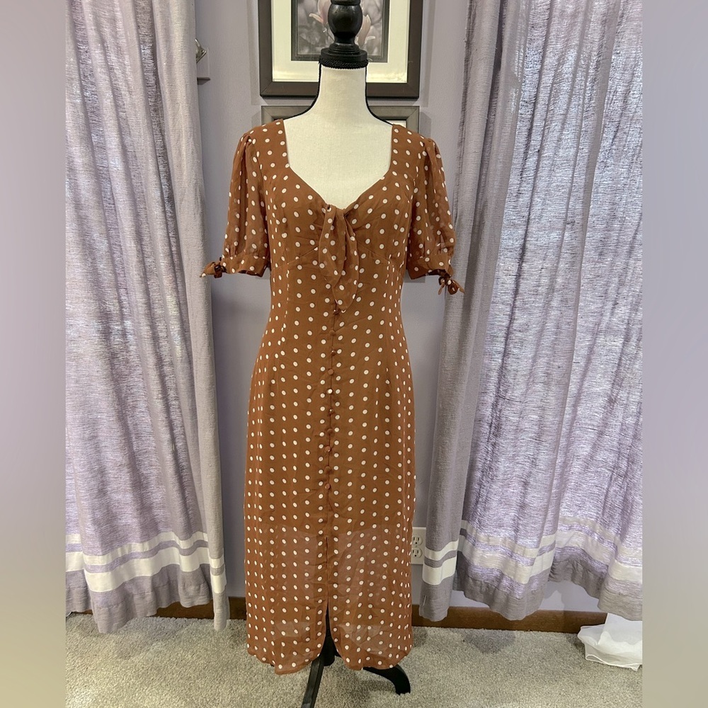 J.O.A. Polka Dot Midi Dress